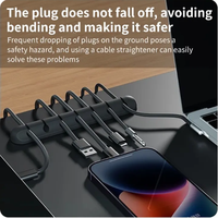 Organisateur de câbles adhésif en plastique noir à 7 emplacements pour bureau, support de câbles USB, clips de gestion pour garder l'ordre
