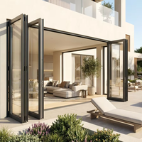Portes coulissantes pliantes en aluminium, modernes, étanches, pour patio extérieur, système de portes en verre multi-plis pour cour et villa