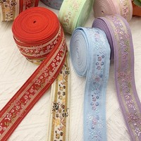Accessoires de broderie jacquard de style ethnique national traditionnel pour vêtements et cheveux, nœuds DIY en gros