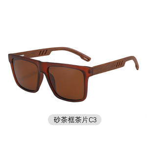 2025年メンズレトロブルーサングラスAnti-UV400偏光竹木フレームトレンディなサンシェードメガネタックレンズ付きロゴレンズ - Product Image 3