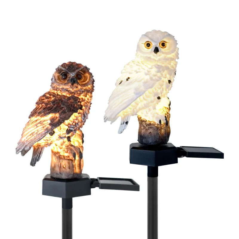 Solar Owl Lampu Taman LED Luar Ruangan Lampu Rumput untuk Dekorasi Taman Tahan Air Lampu Natal Luar Ruangan Lampu Pos Surya