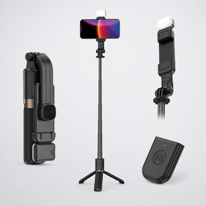 Mini trépied JC-03S avec lumière LED intégrée, poignée droite en aluminium de 740 mm format poche - Product Image 3