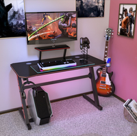 Escritorio Ergonómico Profesional para Juegos con Marco en Forma de Z, Iluminación LED RGB y Altura Ajustable para Configuración de PC