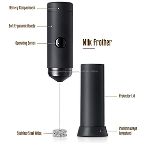 2 lleva electrónicos Color negro vaporizador de <span class=keywords><strong>leche</strong></span> para café y café <span class=keywords><strong>con</strong></span> <span class=keywords><strong>leche</strong></span> y capuchino batería <span class=keywords><strong>leche</strong></span> espuma <span class=keywords><strong>con</strong></span> soporte - Product Image 3