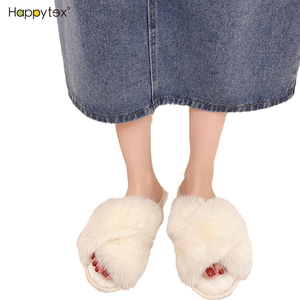 Haute Qualité Offre Spéciale Renard Pantoufles Fluffyfaux Fourrure Diapositives Chaud Croix Sangle Éponge Bob Moelleux Pantoufles En Plein Air Maison Chaussures - Product Image 4