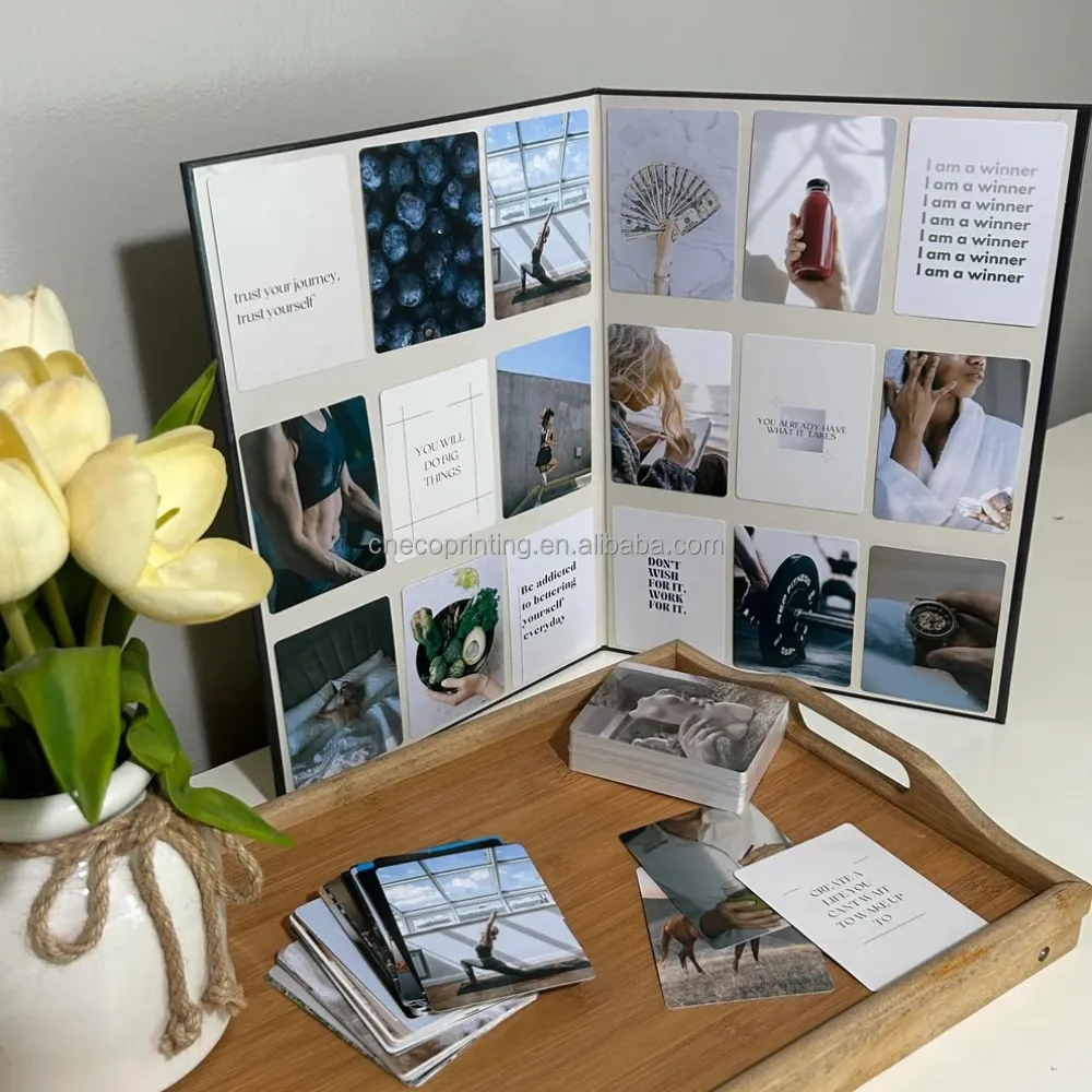 Custom Size Design Printing Folded Vision Board Kit with Pictures Quote Card Set