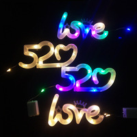 Saint Valentin mariage luxe plastique numérique numéro 520 1314 bébé lumière led bouquet fleur topper amour gâteau décoration