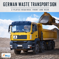 Plaque réfléchissante allemande pour le transport de déchets, 400x300mm, avec billes de verre RA1/A, pour l'avant et l'arrière des camions à déchets