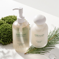Bouteille en plastique de luxe pour soins capillaires avec couvercles optionnels de qualité supérieure, texture verticale antidérapante, 300 ml, pour huile de douche et lotion corporelle