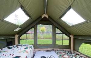 تخييم قابل للنفخ مع مضخة يدوية سهلة الإعداد مقاومة للماء والرياح 4 مواسم خيمة أكسفورد المقصورة مع نافذة مدخنة شبكية - Product Image 2