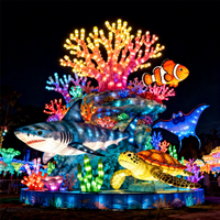 Ensemble de lanternes personnalisées sur le thème du monde sous-marin - Lanternes d'animaux marins, décorations de coraux pour les parcs à thème, les fêtes et les fournitures de vacances