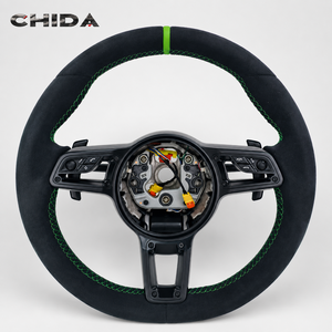 Volante de Cuero Gamuzado con Costuras Verdes, Volante Modificado Personalizado, Apto para Porsche 718, 911, Cayenne, <span class=keywords><strong>Macan</strong></span> - Product Image 1