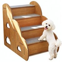 Hundetreppe fürs Bett, Holz-Hundetreppe für Kleine Hunde, Hundestufen für Couch und Sofa, Seniorenleiter für Haustiere, Rutschfeste 4-Stufen-Treppe