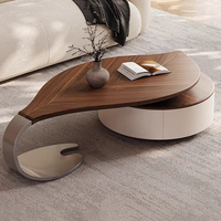 Ensemble de Meubles de Salon en Bois Moderne Tables Basses Gigognes Ovale Compacte et Table d'Appoint Design Feuille