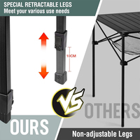 Table de camping pliante compacte et portable en aluminium, réglable en hauteur, ultra stable, durable, antidérapante, pour pique-nique en extérieur