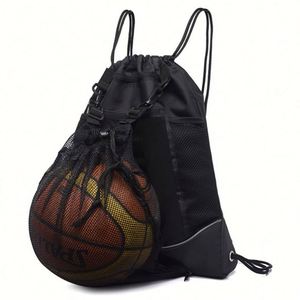 Custom Logo Children's Waterproof Nylon <b>Drawstring</b> <b>Backpack</b> Ball Pockets for Basketball/Soccer Training-Promotional Sports Gift - Product Image 3