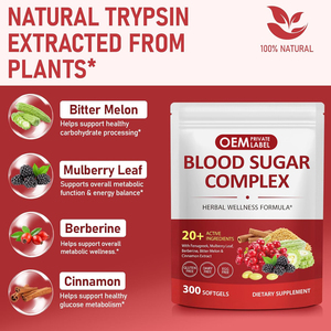 תוסף תזונה OEM Blood Sugar Complex Softgels עם קינמון, מלון מר, עלי תות, חילבה, ברברין וויטמינים לאנרגיה - Product Image 6
