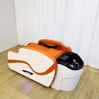 Lit de lavage capillaire électrique massant 4D robotisé avec 11 modes de massage, unité de lavage dorsale réglable en cuir PU pour salon