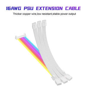 Kabel PSU RGB Kabel Catu Daya GPU ARGB Putih Penuh 3*8(6 + 2) Kit Kabel Ekstensi Strier Pin 5V 3Pin Disinkronkan - Product Image 3
