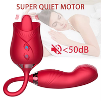 Rosen-Zungen-Vibrator mit Klopfstimulation für die Klitoris, Doppelendiger G-Punkt-Dildo, Leiser Vibrierender Silikon-Erotikspielzeug für Frauen