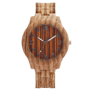 Reloj elegante para hombre con textura de madera, reloj de cuarzo digital simple e informal con textura de madera - Product Image 4