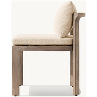 Chaises de salle à manger d'extérieur en teck massif, design sans accoudoirs, courbes douces, mobilier de luxe moderne pour jardin