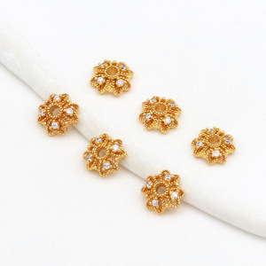 18K vàng dát Bốn Lá Cỏ Ba Lá Hoa Chủ Bead <span class=keywords><strong>cap</strong></span> handmade tự làm vòng đeo tay vòng cổ trang sức Spacer phụ kiện <span class=keywords><strong>C21</strong></span> - Product Image 1
