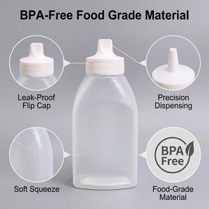Distributeur à pression en plastique PP <span class=keywords><strong>de</strong></span> 350 ml sans BPA avec logo et étiquettes personnalisés pour <span class=keywords><strong>l</strong></span>'emballage <span class=keywords><strong>de</strong></span> la sauce soja, du chocolat et <span class=keywords><strong>de</strong></span> la mayonnaise - Product Image 6