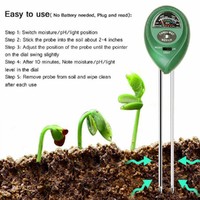 Penguji Portable 3 in 1 tanah langsung dari pabrik, penguji asam pH Meter Sensor kelembapan indikator sinar matahari mendukung kustomisasi OEM