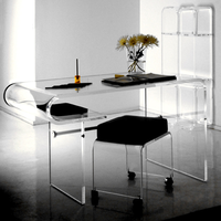 Meubles de maison Table de lecture Lucite Vanity Flex Desk Bespoke Clear Acrylic OEM Service Mobilier de salon Moderne Contemporain