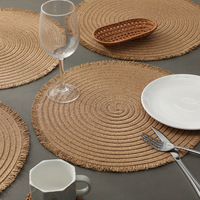 Set de table rond 38x38cm en PP tressé à la main, écologique, résistant à la chaleur, antidérapant, design moderne, couleur unie