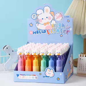 MingXiang - Marcadores Creativos Escolares para Niños, Diseño <span class=keywords><strong>de</strong></span> Dibujos Animados, Conejo/Panda/<span class=keywords><strong>Unicornio</strong></span>/Fútbol/Dinosaurio, 6 Colores, Borrables - Product Image 1