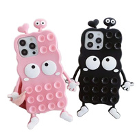 Coque de téléphone en silicone souple pour enfants, motif dessin animé mignon, avec ventouse noire 3D, compatible avec iPhone 15 Plus, 13, 12, 11 Pro, XS Max, XR, X, SE, 6, 7, 8 Plus
