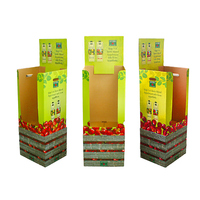 Présentoir de magasin en carton ondulé pliable, facile à assembler, impression couleur, écologique, pour supermarché