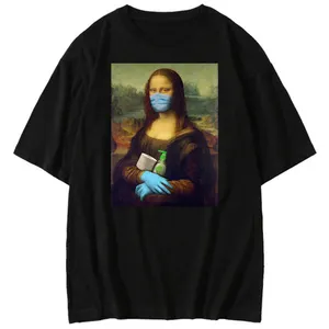 Zomer Nieuwe Mona Lisa Afdrukken Beroemde Schilderij T-shirt Spoof Puur Katoen Korte Mouwen Losse T-shirt Voor Mannen En Vrouwen