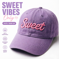Casquette de baseball Y2K esthétique en coton lavé, brodée, couleur lavande, style Dad Hat, en sergé doux et sportif, cadeau