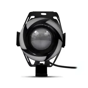 Super Bright Motorcycle 10W Led Headlight Lens Spotlight U7s With Angel Ring Motorcycle Lighting System