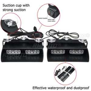 2 Piezas de Luces Estroboscópicas de Advertencia de Emergencia para Parabrisas de Coche, 16 LED, 12V, para Camiones y SUV, 23 Modos de Iluminación Intermitente - Product Image 2