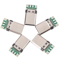 Cable de carga rápida 5A 30V, enchufe de soldadura macho, conector conectado a placa PCB, carcasas de metal, USB 3,1, tipo C, USB C, tipo C