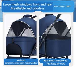 Penjualan laris kereta dorong anjing peliharaan dapat dilipat skuter berjalan troli tarik kecil kucing berjalan keranjang tamasya anjing kecil dapat dilepas - Product Image 5