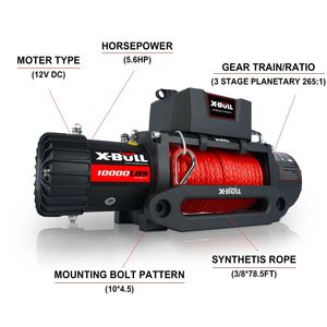เครื่องกว้านไฟฟ้าปอนด์ X-BULL 12V เชือกสังเคราะห์24V รถจี๊ปขับเคลื่อนด้วยมือเครื่องกว้านออฟโรด - Product Image 4