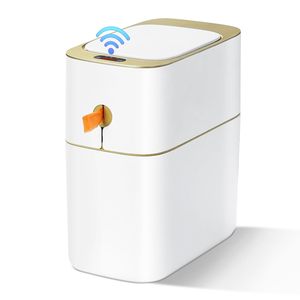 Motion Sensor Bathroom Trash Can Automatic Touchless Kitchen Garbage Can With <b>Lids</b> Smart Packable Waterproof Garbage <b>Bin</b> - Product Image 1