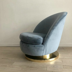 Modernes Mid-Century Wohnzimmer Scalloped Slipper Lounge Chair Drehbare Akzents tühle Messing Farbe Fuß Cafe Stuhl für Pooja Zimmer - Product Image 2