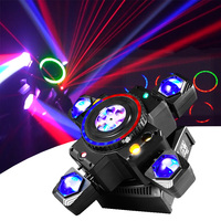 Projecteur à Effet GOBO 100W à Quatre Bras, Bande Lumineuse LED RGB Laser + Stroboscope DMX512, Contrôle Sonore Automatique Maître-Esclave