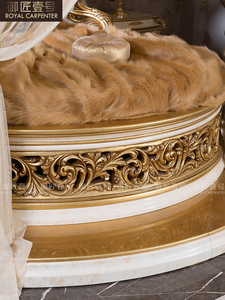 Letto Matrimoniale in <span class=keywords><strong>Legno</strong></span> <span class=keywords><strong>Massello</strong></span> Stile Palazzo Europeo 1,8m Set Camera da Letto di Lusso Stile Villa Francese in Vera Pelle per Camera Padronale Letto Nuziale - Product Image 3