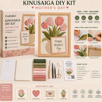 Kit de Peinture Murale DIY Kinusaiga avec Tissu, Kit d'Artisanat Sans Couture pour Amateurs de Bricolage, Coffret Cadeau pour la Décoration Murale, Tous les Matériaux Inclus