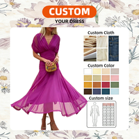 Robe longue chic et élégante pour femme, sans bretelles, décontractée, simple, col en V, patchwork, silhouette sirène drapée, pour l'été 2026, idéale pour les soirées.