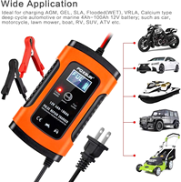FOXSUR-Chargeur de batterie intelligent pour moto, 12V, 5A, désulfateur, réparation d'impulsion, écran LCD