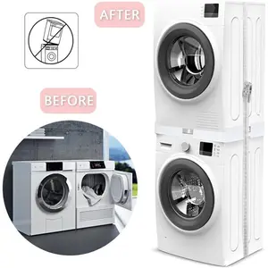 新产品洗衣机堆叠套件通用中间框架洗衣机烘干机带棘轮绳白色