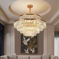 Lustre en cristal rond de style nordique à diode électroluminescente de luxe moderne pour salon